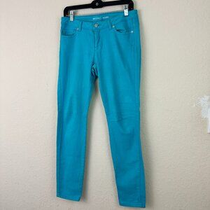 Michael Kors Womens Bright Blue Mid Rise Super Skinny Button-On Pants Size 8